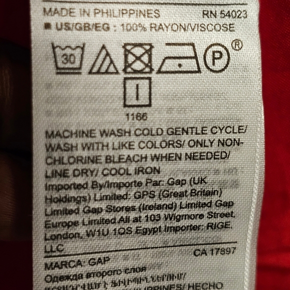 Gap women's red wrap front long-sleeved peplum button top size M - Picture 7 of 7